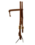 AJ Tack Oiled Harness Leather Knotted Browband Headstall