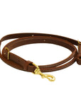 AJ Tack Latigo Leather Rolled Center Roper Reins - 3/4in x 7ft