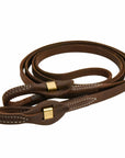 AJ Tack Oiled Harness Leather Brass Quick Change Roper Reins - 5/8in x 8ft