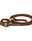 AJ Tack Oiled Harness Leather Brass Quick Change Roper Reins - 5/8in x 8ft