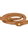 AJ Tack Harness Leather Brass Quick Change Roper Reins - 5/8in x 8ft
