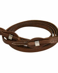 AJ Tack Oiled Harness Leather Stainless Steel Quick Change Roper Reins - 5/8in x 8ft