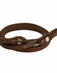 AJ Tack Oiled Harness Leather Stainless Steel Quick Change Roper Reins - 5/8in x 8ft