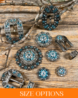 Antique Silver Aqua, Clear Crystal Conchos - Sizes from 1"- 3" and Buckles