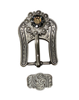 Antique Silver Champagne, Jet Crystal Conchos - Sizes from 1"- 3" and Buckles