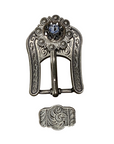 Antique Silver Light Sapphire, Jet Crystal Conchos - Sizes from 1"- 3" and Buckles