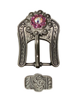 Antique Silver Pink, AB Crystal Conchos - Sizes from 1"- 3" and Buckles