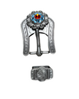 Antique Silver Tie Dye Crystal Conchos - Sizes from 1"- 3" and Buckles