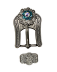 Antique Silver Teal, AB Crystal Conchos - Sizes from 1"- 3" and Buckles