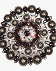 Antique Silver Amethyst, AB Crystal Conchos - Sizes from 1"- 3" and Buckles