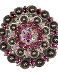 Antique Silver Pink, AB Crystal Conchos - Sizes from 1"- 3" and Buckles