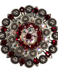 Antique Silver Ruby, AB Crystal Conchos - Sizes from 1"- 3" and Buckles