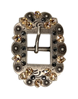 Antique Silver Champagne, Jet Crystal Conchos - Sizes from 1"- 3" and Buckles