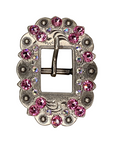 Antique Silver Pink, AB Crystal Conchos - Sizes from 1"- 3" and Buckles