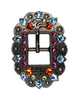 Antique Silver Tie Dye Crystal Conchos - Sizes from 1"- 3" and Buckles