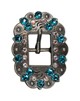 Antique Silver Teal, AB Crystal Conchos - Sizes from 1"- 3" and Buckles