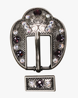 Antique Silver Amethyst, AB Crystal Conchos - Sizes from 1"- 3" and Buckles