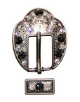 Antique Silver Jet, AB Crystal Conchos - Sizes from 1"- 3" and Buckles