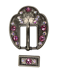 Antique Silver Pink, AB Crystal Conchos - Sizes from 1"- 3" and Buckles