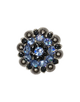 Antique Silver Light Sapphire, Jet Crystal Conchos - Sizes from 1"- 3" and Buckles