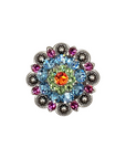 Antique Silver Tie Dye Crystal Conchos - Sizes from 1"- 3" and Buckles