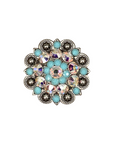 Antique Silver Turquoise, AB Crystal Conchos - Sizes from 1"- 3" and Buckles