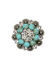 Antique Silver Turquoise, Clear Crystal Conchos - Sizes from 1"- 3" and Buckles