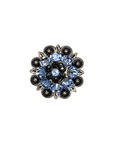 Antique Silver Light Sapphire, Jet Crystal Conchos - Sizes from 1"- 3" and Buckles