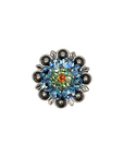 Antique Silver Tie Dye Crystal Conchos - Sizes from 1"- 3" and Buckles