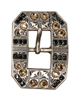 Antique Silver Champagne, Jet Crystal Conchos - Sizes from 1"- 3" and Buckles