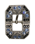 Antique Silver Light Sapphire, Jet Crystal Conchos - Sizes from 1"- 3" and Buckles