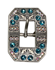Antique Silver Teal, AB Crystal Conchos - Sizes from 1"- 3" and Buckles