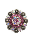 Antique Silver Pink, AB Crystal Conchos - Sizes from 1"- 3" and Buckles