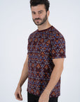 Men's Cotton Wine Aztec Print T-shirt