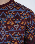 Men's Cotton Wine Aztec Print T-shirt