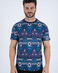 Men's Cotton Navy Aztec Print T-shirt