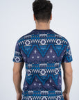 Men's Cotton Navy Aztec Print T-shirt