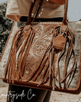 Jesse Cowhide and Tooled Leather Tote Purse by Countryside Co.