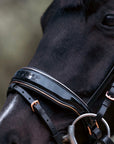 Aurelia Rose Gold Black Patent Snaffle Bridle with Removable Flash