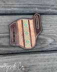 Aztec Tooled Leather Knife Sheath