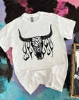Zebra Bull Skull Tee or Crewneck