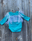 Shea Baby Turquoise Fringe Onesie