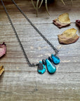 16 inch Blue turquoise and sterling silver pearl