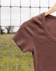 The Lauren Ribbed Top in Brown