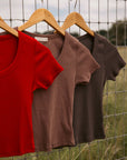 The Lauren Ribbed Top in Brown