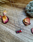 Bar Necklace Pink Dahlia & Sterling Silver