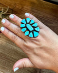 Big ring- size 7.5- Sonoran turquoise ring and sterling silver