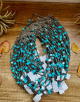 14-Inch Antique Silver Seed Bead Necklace with Turquoise Heart
