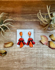 Spiny Oyster & Orange Cluster Earrings – Dangle with Stud Post