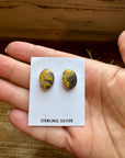 Oval Bumblebee Jasper Stud Earrings – Sterling Silver, Native Made by K.S., USA